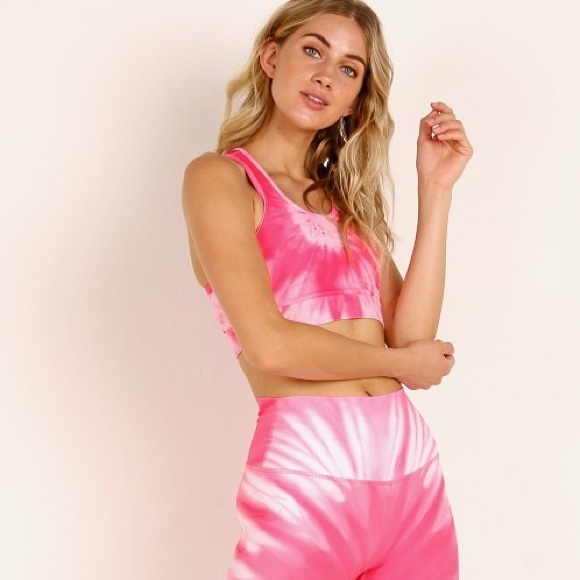 SPLITS59 Breast Cancer Awareness Geri Sports Bra Pink Tie Dye Small - Picture 2 of 5